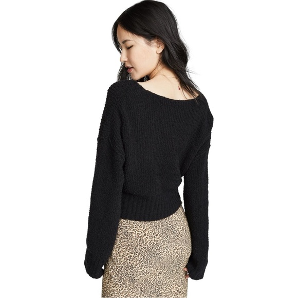 Free People | Sensual Wrap Sweater | Black Boucle Knit | Size S/M (No Tag) - Picture 8 of 8